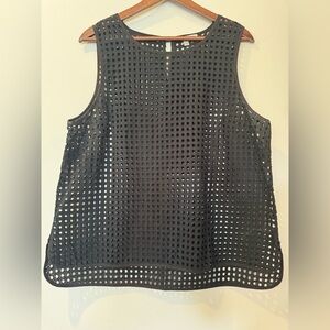 Halogen Black Boxy Cut out eyelet Tank Top NWOT‎